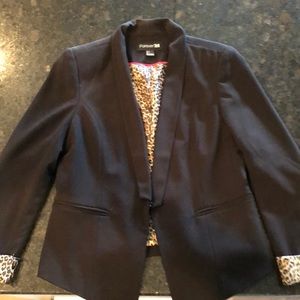 Black blazer with leopard print